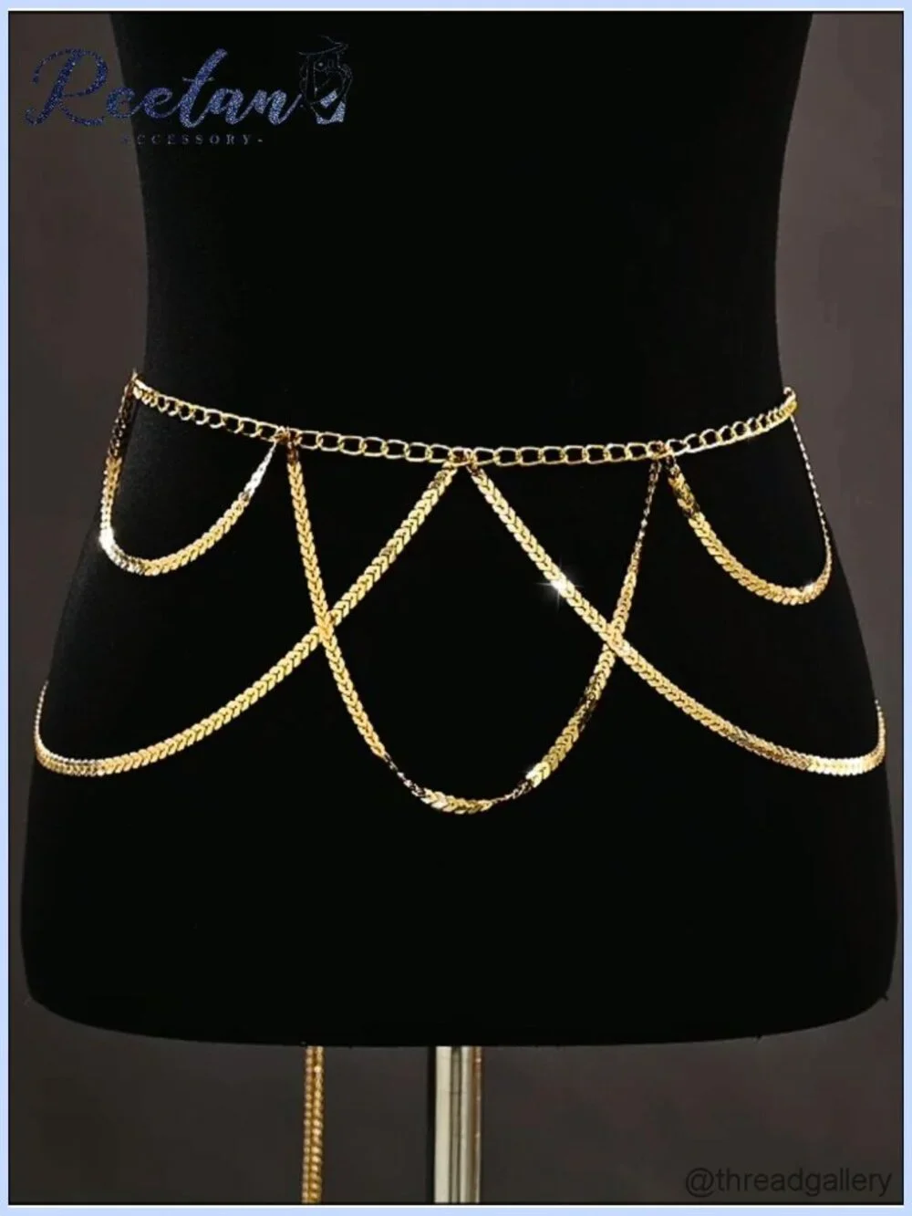 Gold Layered Waist Chain Belt Body Jewelry for Women Adjustable Rave